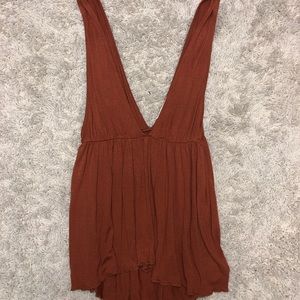 Plunge neck tank top